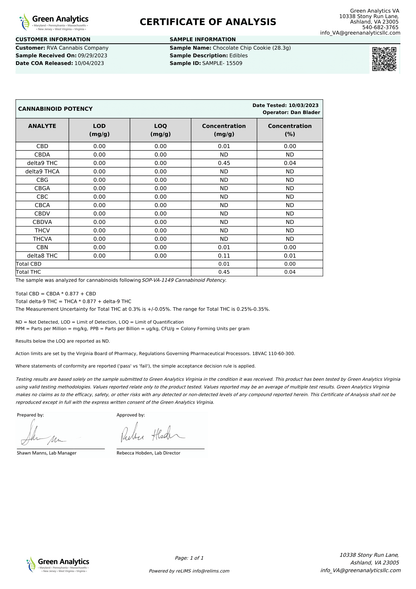 Chocolate Chip Cookie 15mg THC (GF)