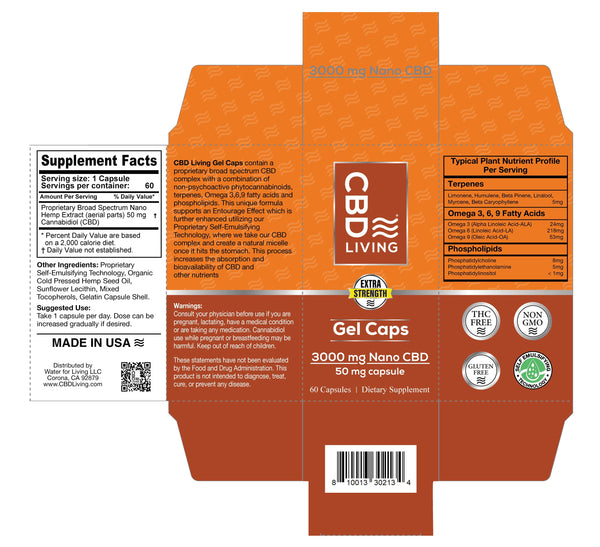 CBD Living - THC FREE Gel Caps with Nano CBD