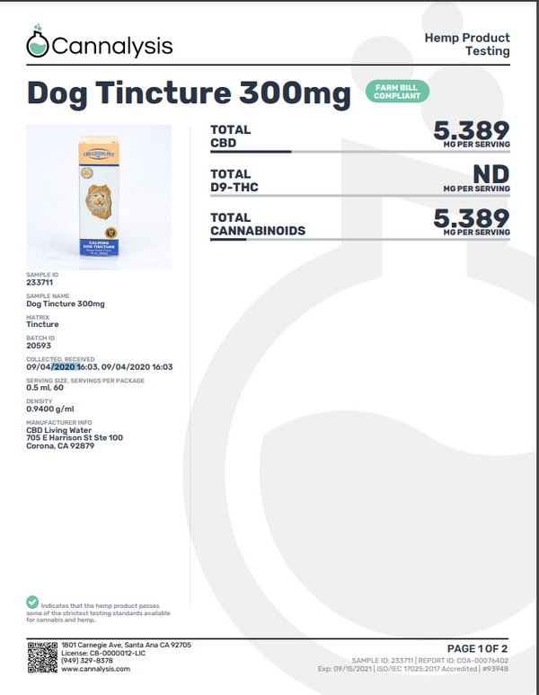 CBD Living - Dog Calming Tincture