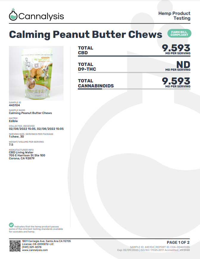 CBD Living Pet - Calming Soft Chews Peanut Butter